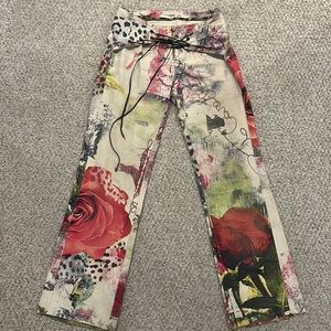 Vintage Rare Roberto Cavalli Rose and leopard print pant!